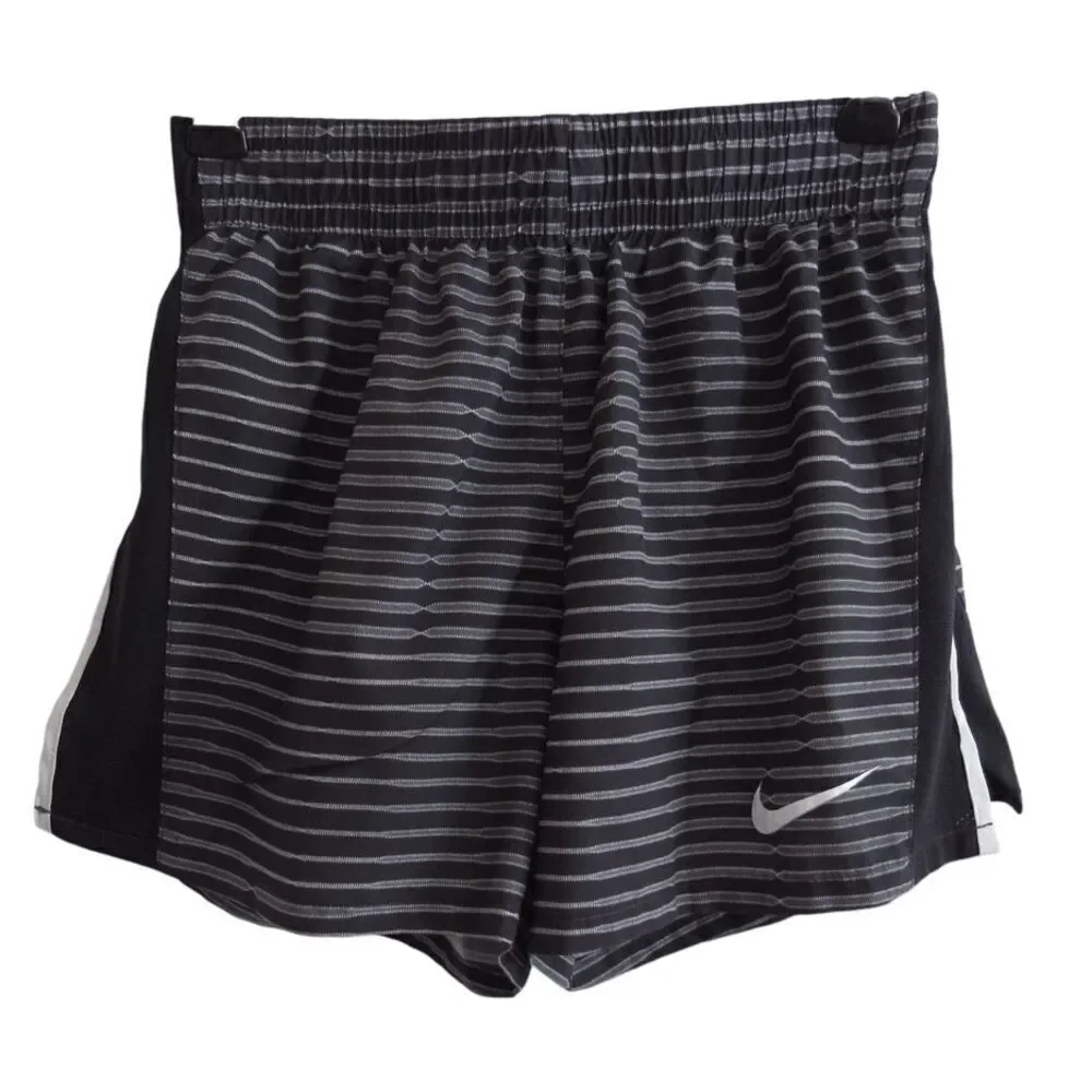Nike Dri Fit Youth Girls M Lined‎ Athletic Running Shorts AQ8805-010 Black Gray